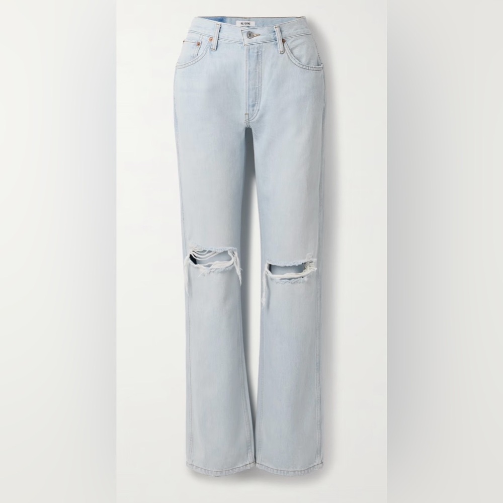 Re/Done Light Blue Distressed Flare Jeans